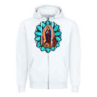 White Gemstone Lady Of Guadalupe Zipper Hoodie - RanaPortraitStore