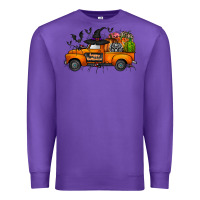 Purple happy halloween truck Premium Sweatshirt - CowhideDigitalArt
