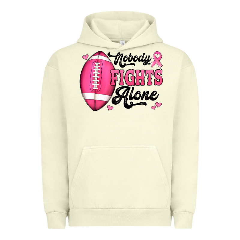 Nobody Fights Alone Pink Football Breast Cancer Awareness Urban Hoodie by Jasminsmagicworld | Teevron