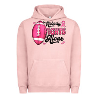 Pigment Salmon nobody fights alone pink football breast cancer awareness Urban Hoodie - Jasminsmagicworld