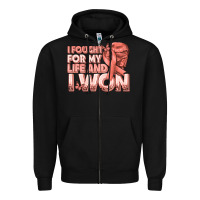 Black i fought for my life and i won uterine cancer peac Zipper Hoodie - texasbilliewilder
