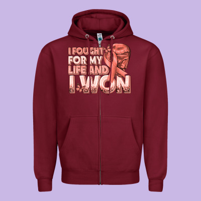 I Fought For My Life And I Won Uterine Cancer Peac Zipper Hoodie Designed By Texasbilliewilder