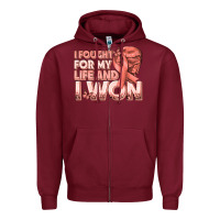 Burgundy i fought for my life and i won uterine cancer peac Zipper Hoodie - texasbilliewilder