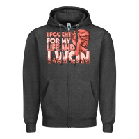 Charcoal Heather i fought for my life and i won uterine cancer peac Zipper Hoodie - texasbilliewilder