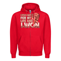 Red i fought for my life and i won uterine cancer peac Zipper Hoodie - texasbilliewilder