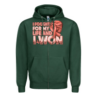 Sports Green i fought for my life and i won uterine cancer peac Zipper Hoodie - texasbilliewilder