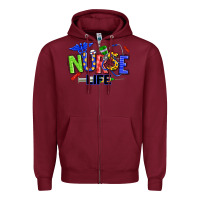 Burgundy autism nurse life Zipper Hoodie - texasbilliewilder