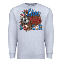 Heather Grey live love soccer Premium Sweatshirt - HRA Design Shop