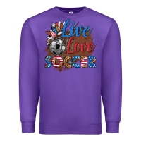 Purple live love soccer Premium Sweatshirt - HRA Design Shop