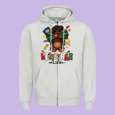 Registrar Life Afro Messy Bun Zipper Hoodie Designed By Texasbilliewilder