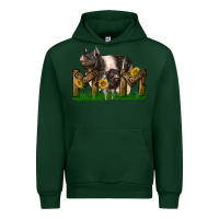 Forest Green Western Mom With Hampshire Pig And Baby Pig Urban Hoodie - LillyAllenDesigns