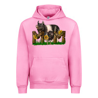 Fuchsia Pink Western Mom With Hampshire Pig And Baby Pig Urban Hoodie - LillyAllenDesigns