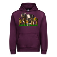 Mauve Wine Western Mom With Hampshire Pig And Baby Pig Urban Hoodie - LillyAllenDesigns