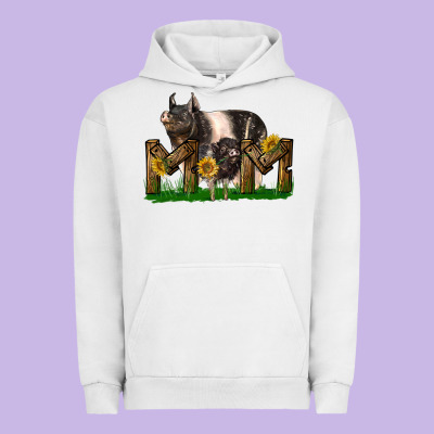 Western Mom With Hampshire Pig And Baby Pig Urban Hoodie Designed By Lillyallendesigns