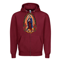 Burgundy Our Lady Of Guadalupe Zipper Hoodie - RanaPortraitStore