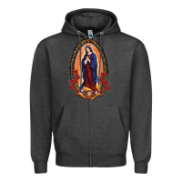 Charcoal Heather Our Lady Of Guadalupe Zipper Hoodie - RanaPortraitStore