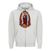Dove Grey Our Lady Of Guadalupe Zipper Hoodie - RanaPortraitStore