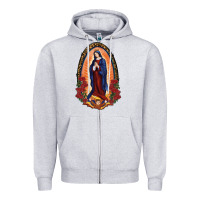 Heather Grey Our Lady Of Guadalupe Zipper Hoodie - RanaPortraitStore