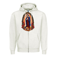 Oatmeal Heather Our Lady Of Guadalupe Zipper Hoodie - RanaPortraitStore