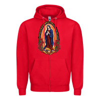 Red Our Lady Of Guadalupe Zipper Hoodie - RanaPortraitStore