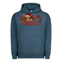 Pigment Midnight Navy love christmas highland cow and turquoise gemstone Urban Hoodie - Jasminsmagicworld