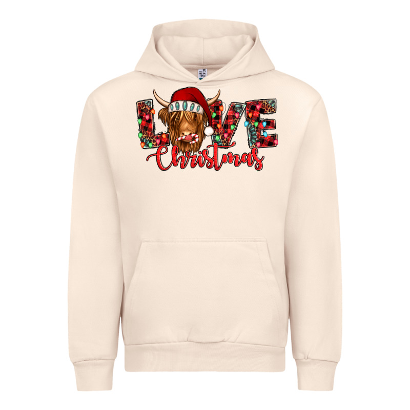 Love Christmas Highland Cow And Turquoise Gemstone Urban Hoodie by Jasminsmagicworld | Teevron