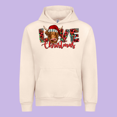Love Christmas Highland Cow And Turquoise Gemstone Urban Hoodie Designed By Jasminsmagicworld