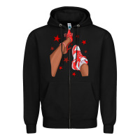 Black Bright Red Afro Girl Sneakers and Heels Zipper Hoodie - texasbilliewilder