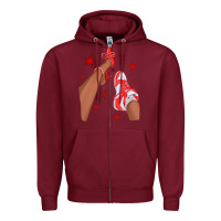 Burgundy Bright Red Afro Girl Sneakers and Heels Zipper Hoodie - texasbilliewilder