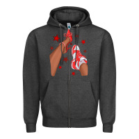 Charcoal Heather Bright Red Afro Girl Sneakers and Heels Zipper Hoodie - texasbilliewilder
