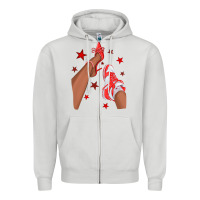 Dove Grey Bright Red Afro Girl Sneakers and Heels Zipper Hoodie - texasbilliewilder