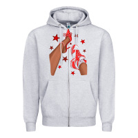 Heather Grey Bright Red Afro Girl Sneakers and Heels Zipper Hoodie - texasbilliewilder