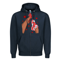 Navy Bright Red Afro Girl Sneakers and Heels Zipper Hoodie - texasbilliewilder