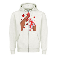 Oatmeal Heather Bright Red Afro Girl Sneakers and Heels Zipper Hoodie - texasbilliewilder