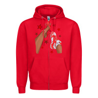 Red Bright Red Afro Girl Sneakers and Heels Zipper Hoodie - texasbilliewilder