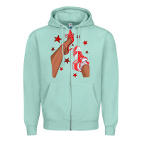 Seafoam Bright Red Afro Girl Sneakers and Heels Zipper Hoodie - texasbilliewilder
