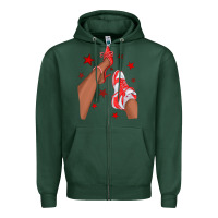 Sports Green Bright Red Afro Girl Sneakers and Heels Zipper Hoodie - texasbilliewilder