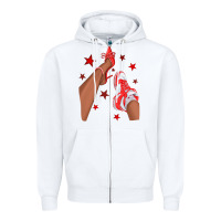 White Bright Red Afro Girl Sneakers and Heels Zipper Hoodie - texasbilliewilder