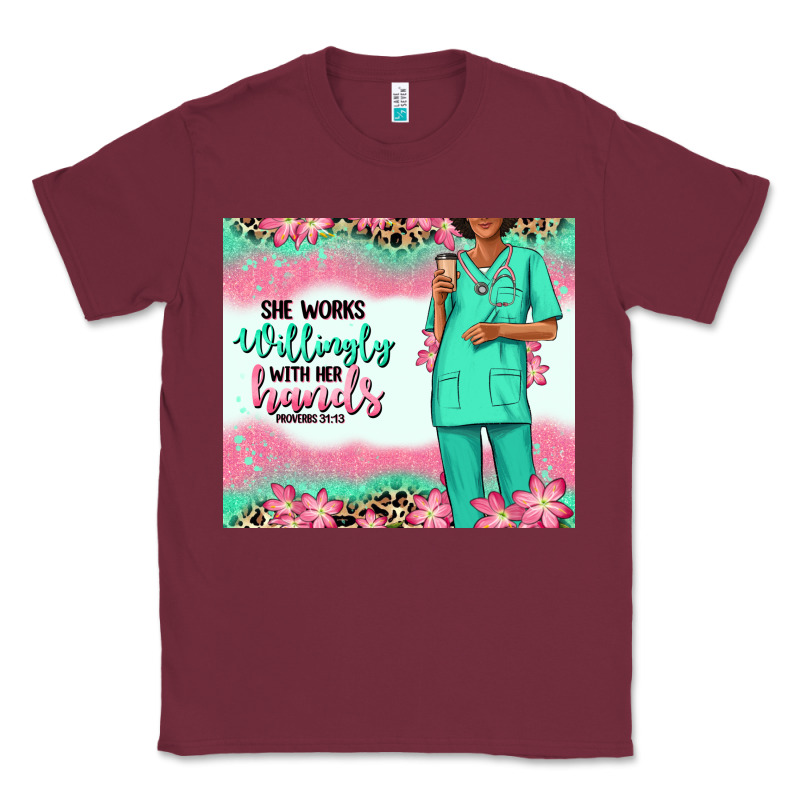 She Works Willingly With Her Hands Afro Nurse Classic Tee by RanaPortraitStore | Teevron