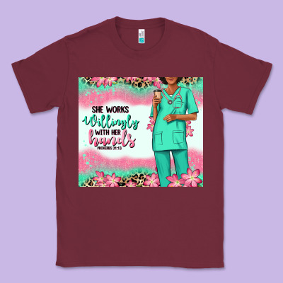 She Works Willingly With Her Hands Afro Nurse Classic Tee Designed By Ranaportraitstore