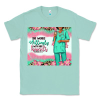 Seafoam she works willingly with her hands afro nurse Classic Tee - RanaPortraitStore