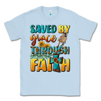 Dusty Blue saved by grace through faith Classic Tee - BundleAndBundleShop