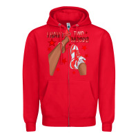 Red Bright Red I Have Two Moods Afro Girl Sneakers Zipper Hoodie - texasbilliewilder