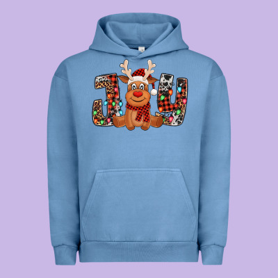 Joy Christmas Reindeer Urban Hoodie Designed By Jasminsmagicworld
