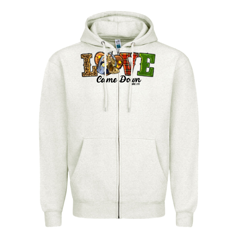Love Came Down Baby Jesus Christmas Zipper Hoodie by RanaPortraitStore | Teevron