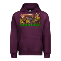 Mauve Wine Western Mom With Duroc Pig And Baby Pig Urban Hoodie - LillyAllenDesigns