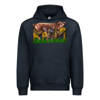 Navy Western Mom With Duroc Pig And Baby Pig Urban Hoodie - LillyAllenDesigns