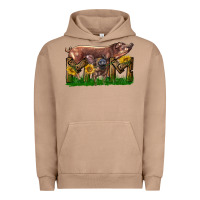 Pigment Burro Western Mom With Duroc Pig And Baby Pig Urban Hoodie - LillyAllenDesigns