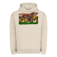 Pigment French Oak Western Mom With Duroc Pig And Baby Pig Urban Hoodie - LillyAllenDesigns