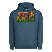 Pigment Midnight Navy Western Mom With Duroc Pig And Baby Pig Urban Hoodie - LillyAllenDesigns